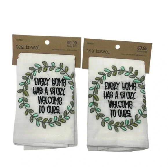 Magnolia Lane Set of 2‎ Tea Towels Every Home Has A Story Welcome To Ours - Picture 1 of 5